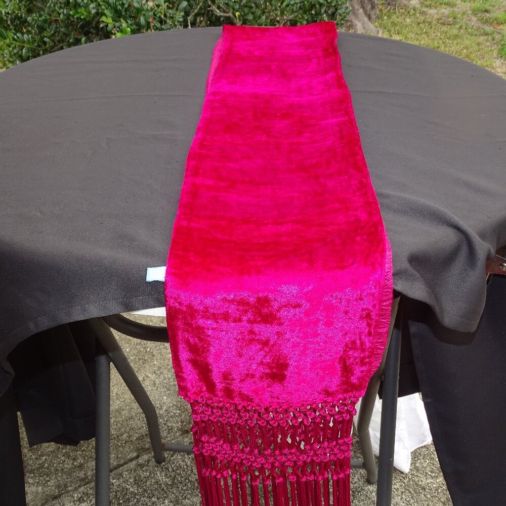 Nine West 70" Hot Pink Velvet Scarf with 14" knotted Fringe  New